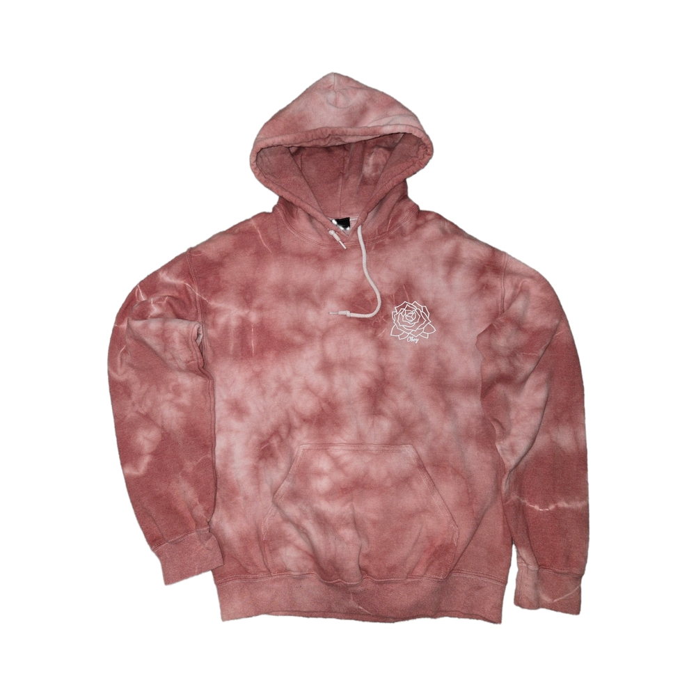 Obey Pink and White Tie-Dye Sweater with Hood